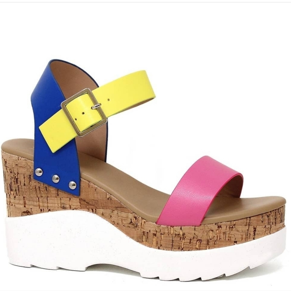 Tri-Color Wedge Sandal